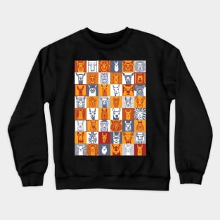 Andean Tribal and other styles Llama Face Check Checker Pattern Crewneck Sweatshirt